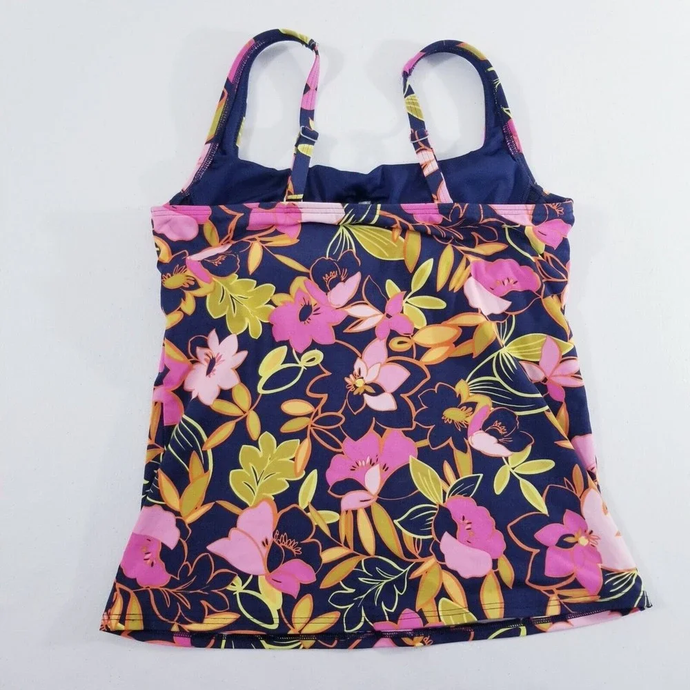 Lands End Floral Tankini Top Women Size 4